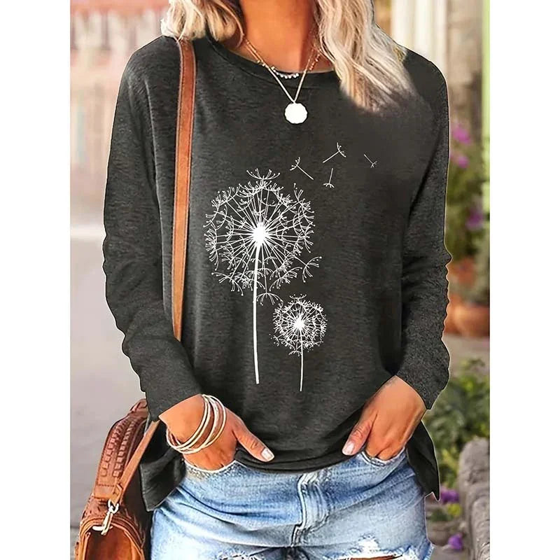 Women's Floral Graphic Long Sleeve T-Shirt (2 Pack) | Casual Boho Wildflower Tops USA - MegaMart USA