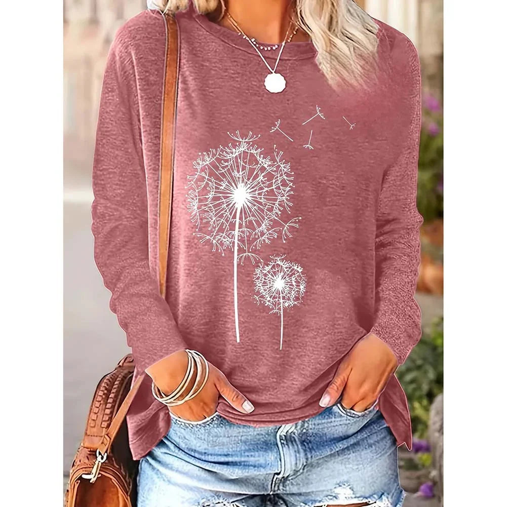 Women's Floral Graphic Long Sleeve T-Shirt (2 Pack) | Casual Boho Wildflower Tops USA - MegaMart USA