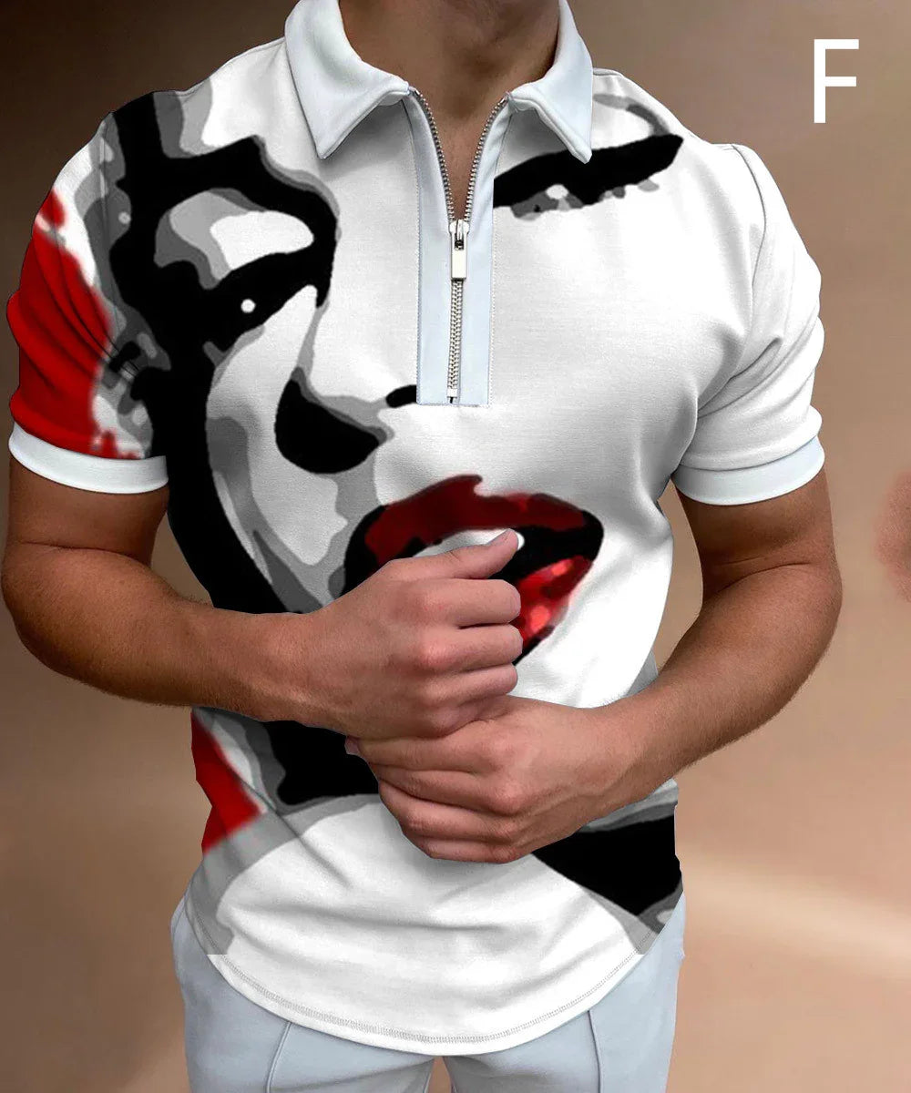 Face Art Print T-shirt for Men | Stylish Streetwear Short Sleeve Tee USA - MegaMart USA