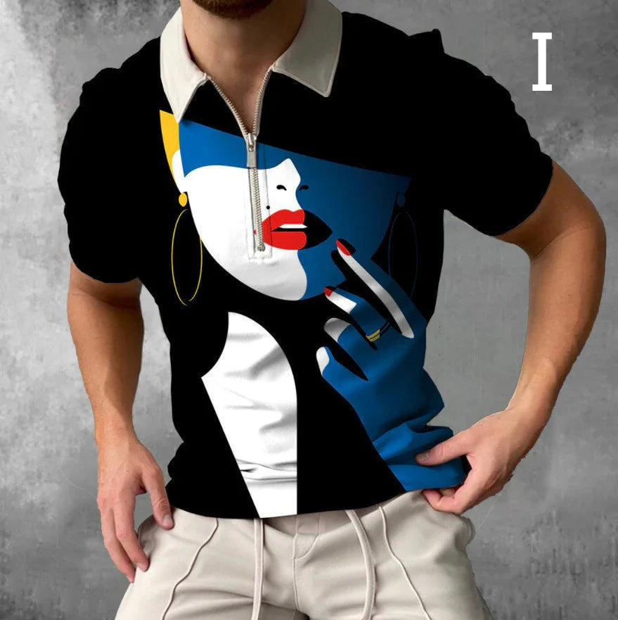 Face Art Print T-shirt for Men | Stylish Streetwear Short Sleeve Tee USA - MegaMart USA