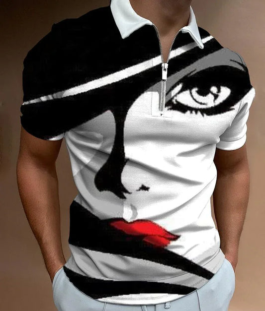 Face Art Print T-shirt for Men | Stylish Streetwear Short Sleeve Tee USA - MegaMart USA