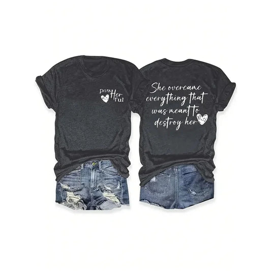 She Overcame Everything T-shirt for Women | Inspirational & Motivational Graphic Tee USA - MegaMart USA