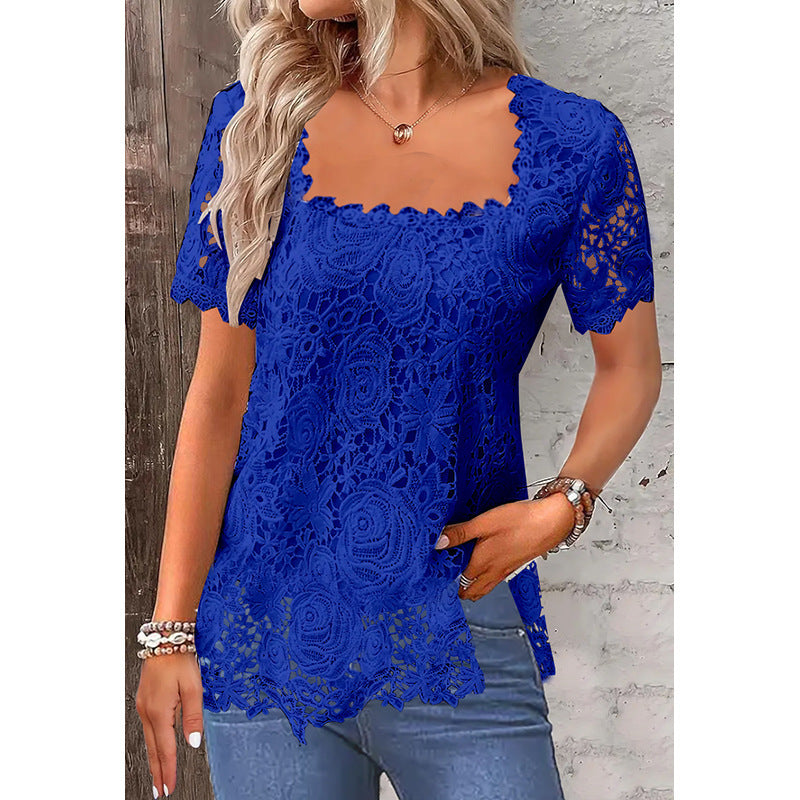 Rose Lace T-shirt for Women | Elegant & Comfortable Summer Top - MegaMart USA