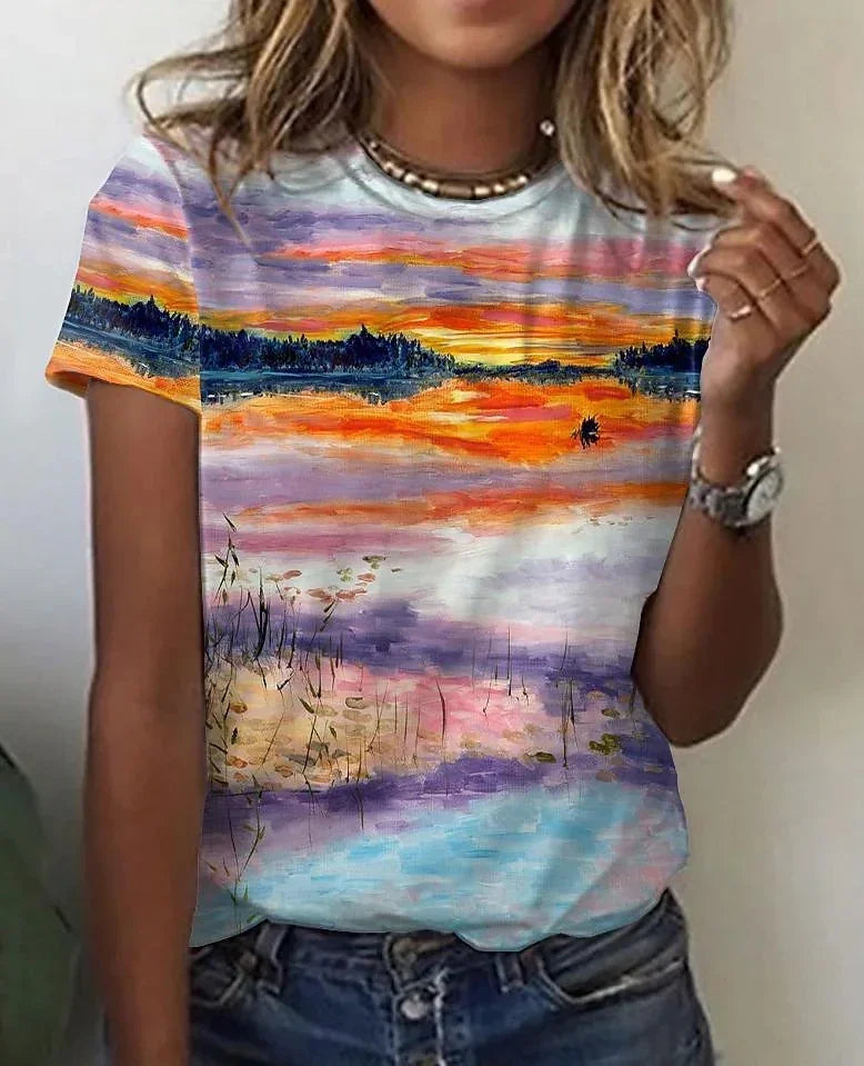 Casual Printed T-shirt for Women | Comfortable & Stylish Tee for USA - MegaMart USA