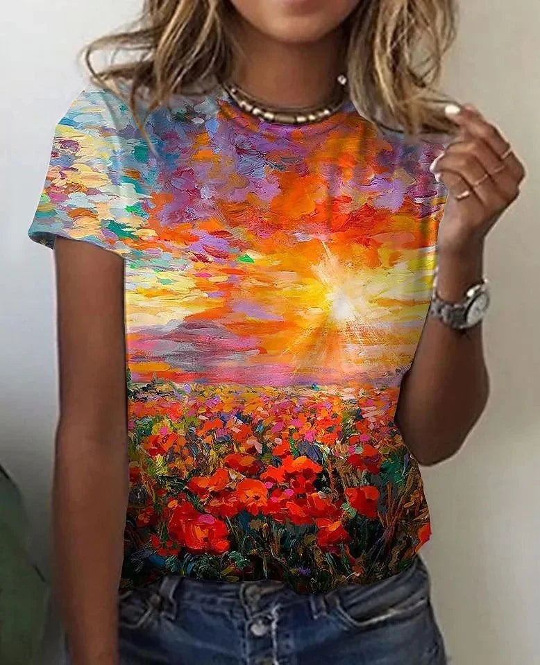 Casual Printed T-shirt for Women | Comfortable & Stylish Tee for USA - MegaMart USA
