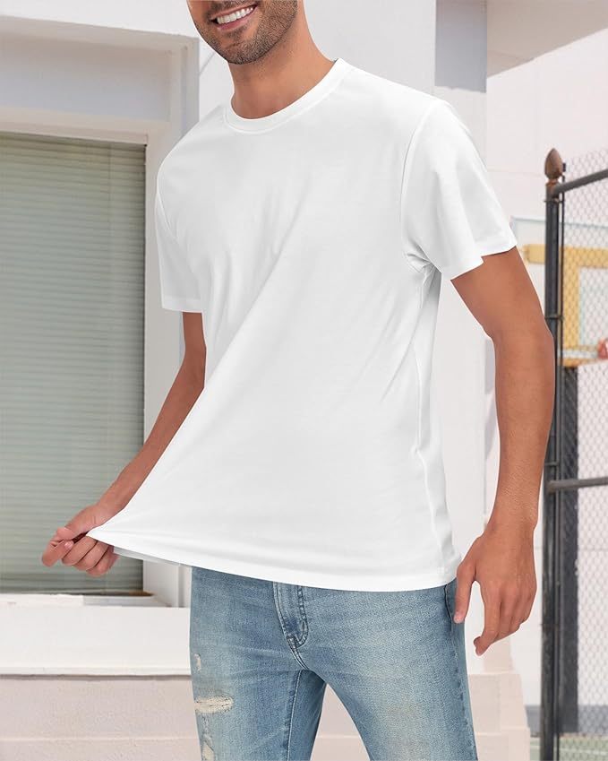 Men’s Basic Crewneck Tee | Water-Repellent Cotton Polyester T-Shirt - MegaMart USA